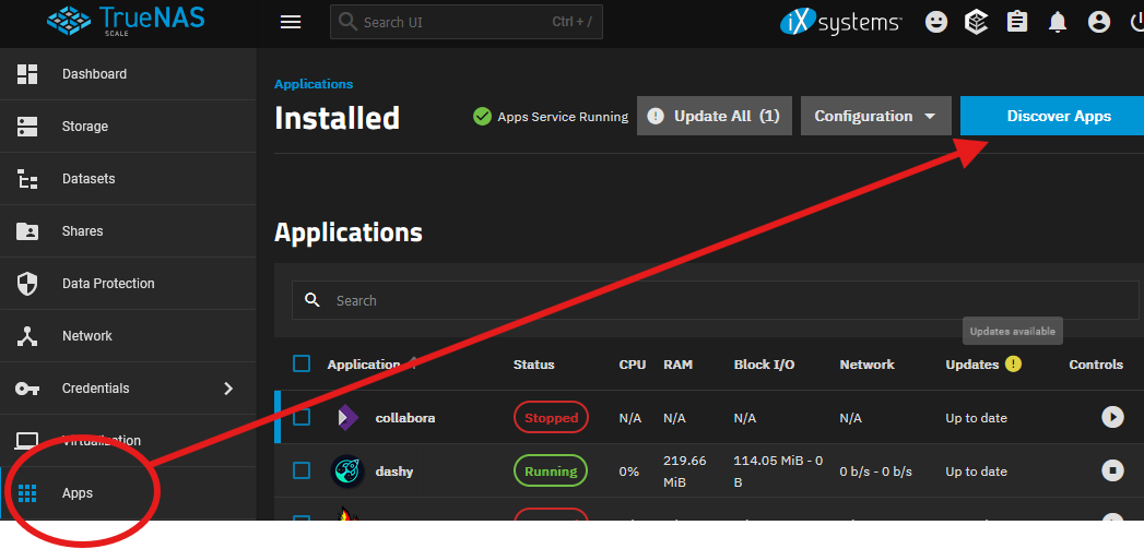 TrueNAS Discover Apps
