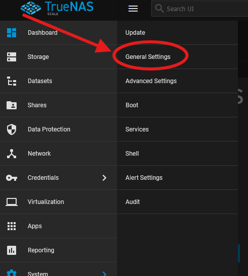 TrueNAS General Settings