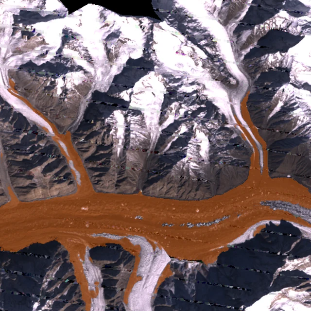 Model glacier prediction over satellite imagery